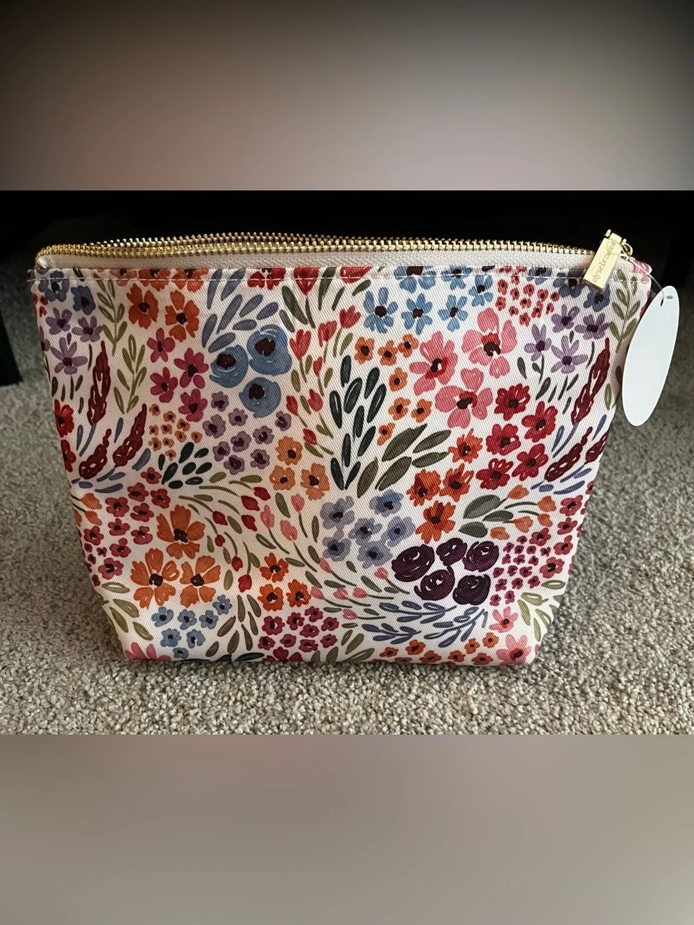 Floral Zip Pouch Cosmetic Bag